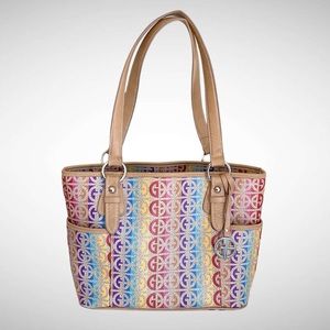 Giani Bernini Rainbow Logo Totebag Snap Closure Double Straps